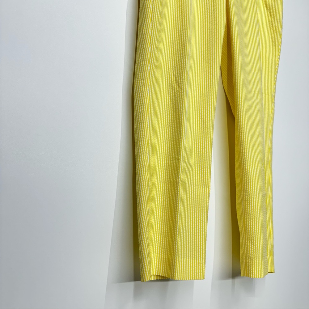 Anne Klein Daffodil Yellow White Stripe Seersucker Dress Pants Dressy Casual Nwt - Picture 3 of 16